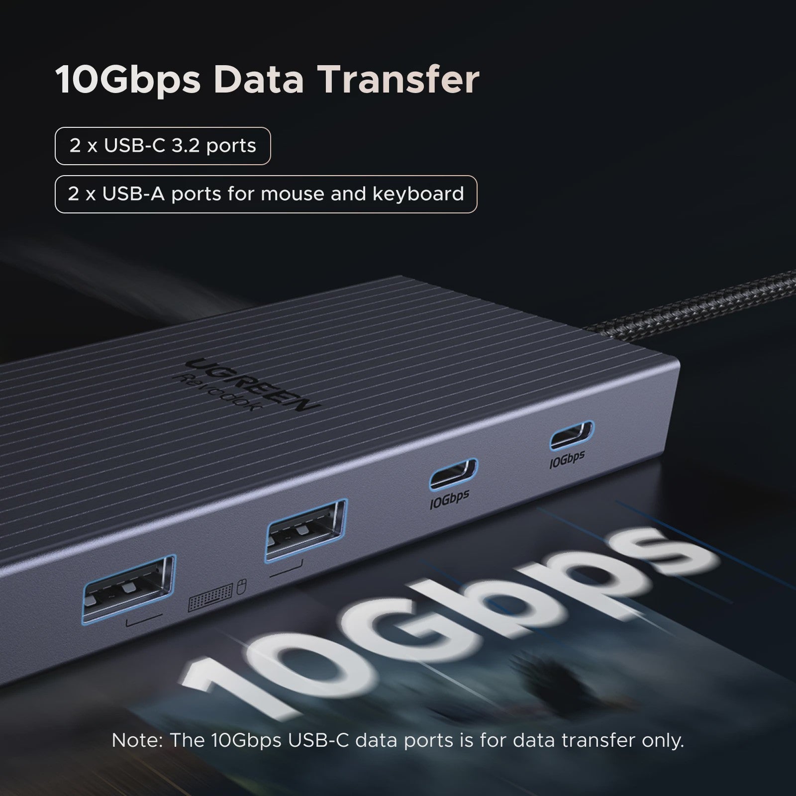 UGREEN 12-in-1 USB-C Docking Station: 2x HDMI 4K@120Hz, 10Gbps USB, RJ45, PD 100W