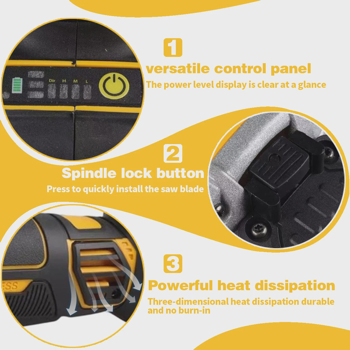 Krachtige Accu Haakse Slijper 950W - Borstelloos, 8500RPM, M14, Anti-slip Grip