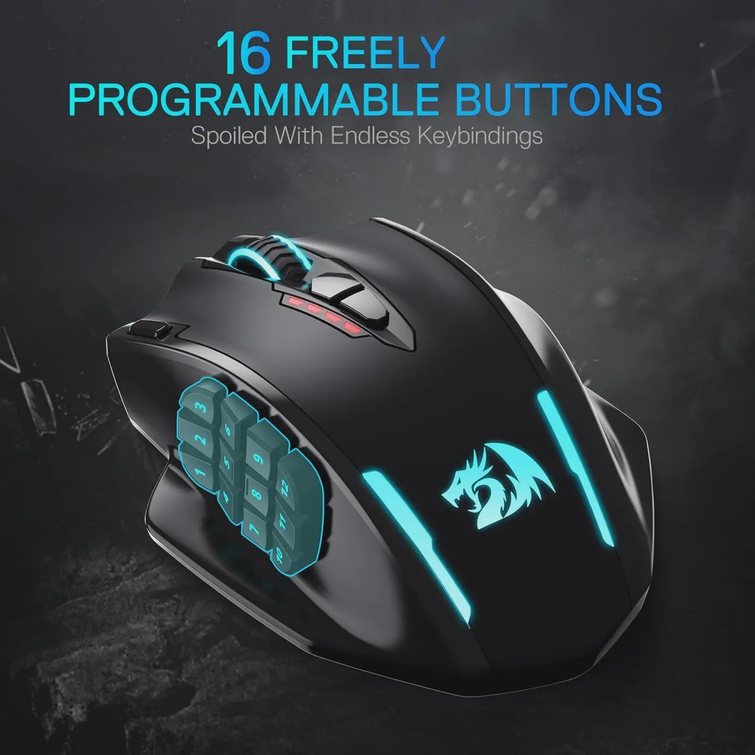 Redragon M913 MAX MMO Gaming Muis - Draadloos, 26000 DPI, 16 Programmeerbare Knoppen