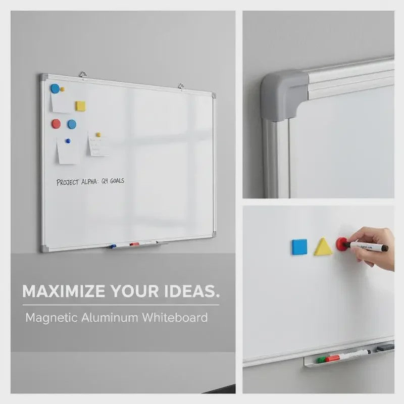Magnetisch Whiteboard 100x50cm met Aluminium Frame - Modern Design