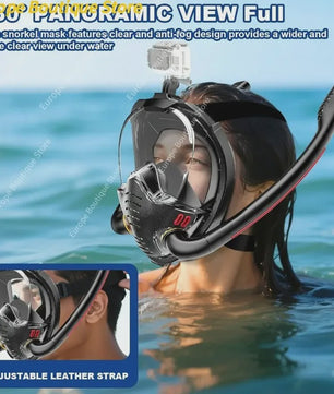 Volledig Gelaats snorkelmasker met Dubbele Buizen - 180° Panoramisch, Anti-condens & Dry Top Systeem