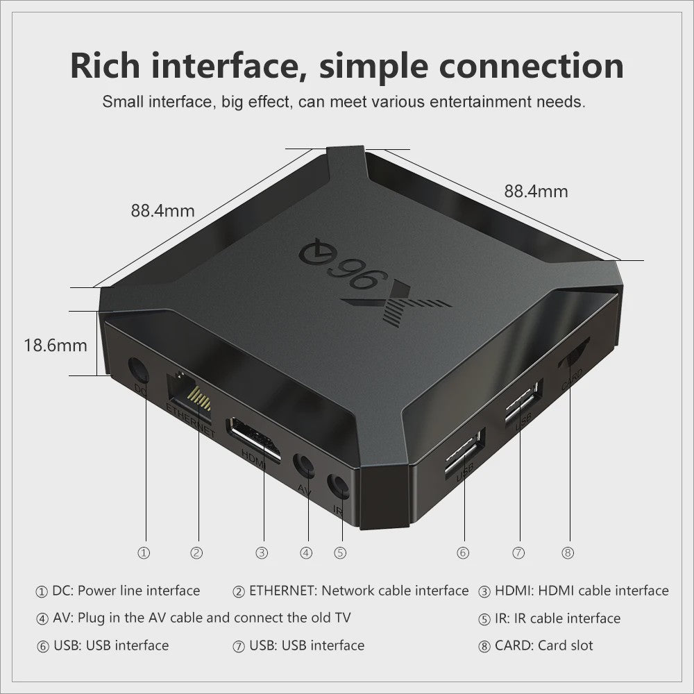 X96Q Android 10 Smart TV Box 4K Media Player - 2GB RAM, 16GB Opslag