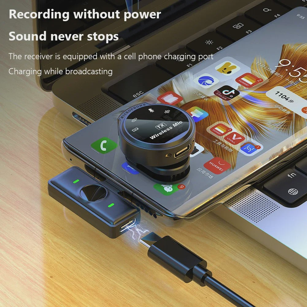 XinMic Draadloze Lavalier Microfoon - Ruisonderdrukking & Type-C voor Android/PC