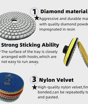 11-delige Diamant Polijstschijven Kit 100mm - Nat/Droog Gebruik voor Steen, Beton & Marmer