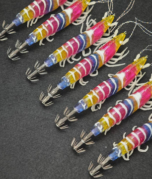 Set van 7 Lichtgevende Vissen Lokaas Garnalen - Perfect voor Zeebaars & Inktvis Vangst