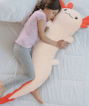 Glow-in-the-dark Axolotl Knuffelkussen 122cm - Magisch Pluche Kussen met Lichtgevende Oren, Cadeau voor Kinderen & Tieners