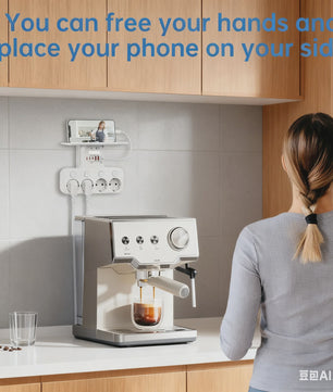 Multifunctionele Stekkerdoos met Telefoonhouder, 4 Stopcontacten en 6 USB-poorten
