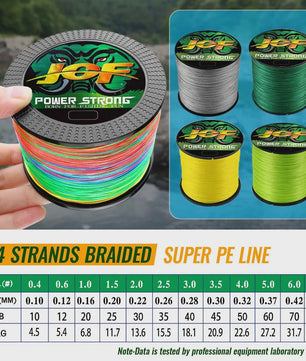 JOF 4 Strands Gevlochten Vislijn - Sterk, Duurzaam PE Multifilament (100M/300M)
