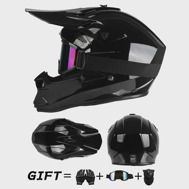 Off Road Motorcross Helm met Vizier & Goggles - Veilig & Comfortabel