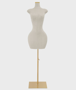 Verstelbare Dames Paspop Torso met Gouden Metalen Standaard - Ideaal voor Kledingpresentatie en Maatwerk