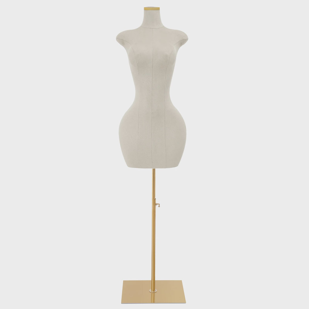 Verstelbare Dames Paspop Torso met Gouden Metalen Standaard - Ideaal voor Kledingpresentatie en Maatwerk