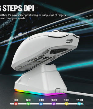 KEBIDUMEI X11 Tri-Mode Gaming Muis - 12000 DPI, RGB, Magnetische Oplaadbasis, Bluetooth/2.4G/Bedraad