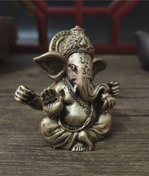 Ganesha Beeldje Bronskleurig - Hindoeïstische God Sculptuur voor Huis & Kantoor Decoratie