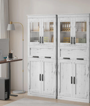 Hoge Kast met 4 Deuren, Lade en Glazen Deuren - 170 cm - Veel Opbergruimte
