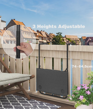 Opklapbare Balkontafel - Hangend, Verstelbaar in Hoogte, Rotan Look - Ideaal voor Buiten