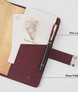 A5 PU Leder Dagboek met Cijferslot - Rood Vintage Notitieboek voor Geheimen & Cadeaus