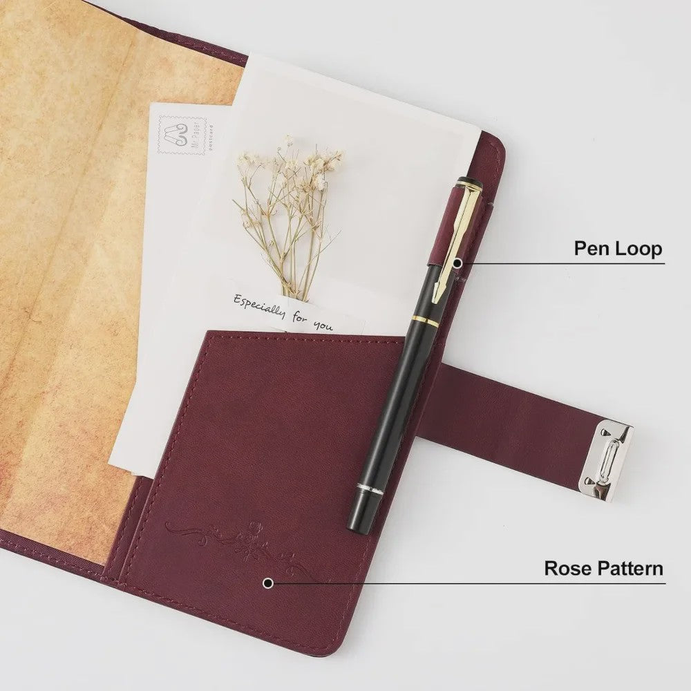 A5 PU Leder Dagboek met Cijferslot - Rood Vintage Notitieboek voor Geheimen & Cadeaus