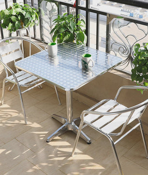 Aluminium Bistrotafel 60x60cm - In Hoogte Verstelbaar (70-110cm) - Buiten Gebruik