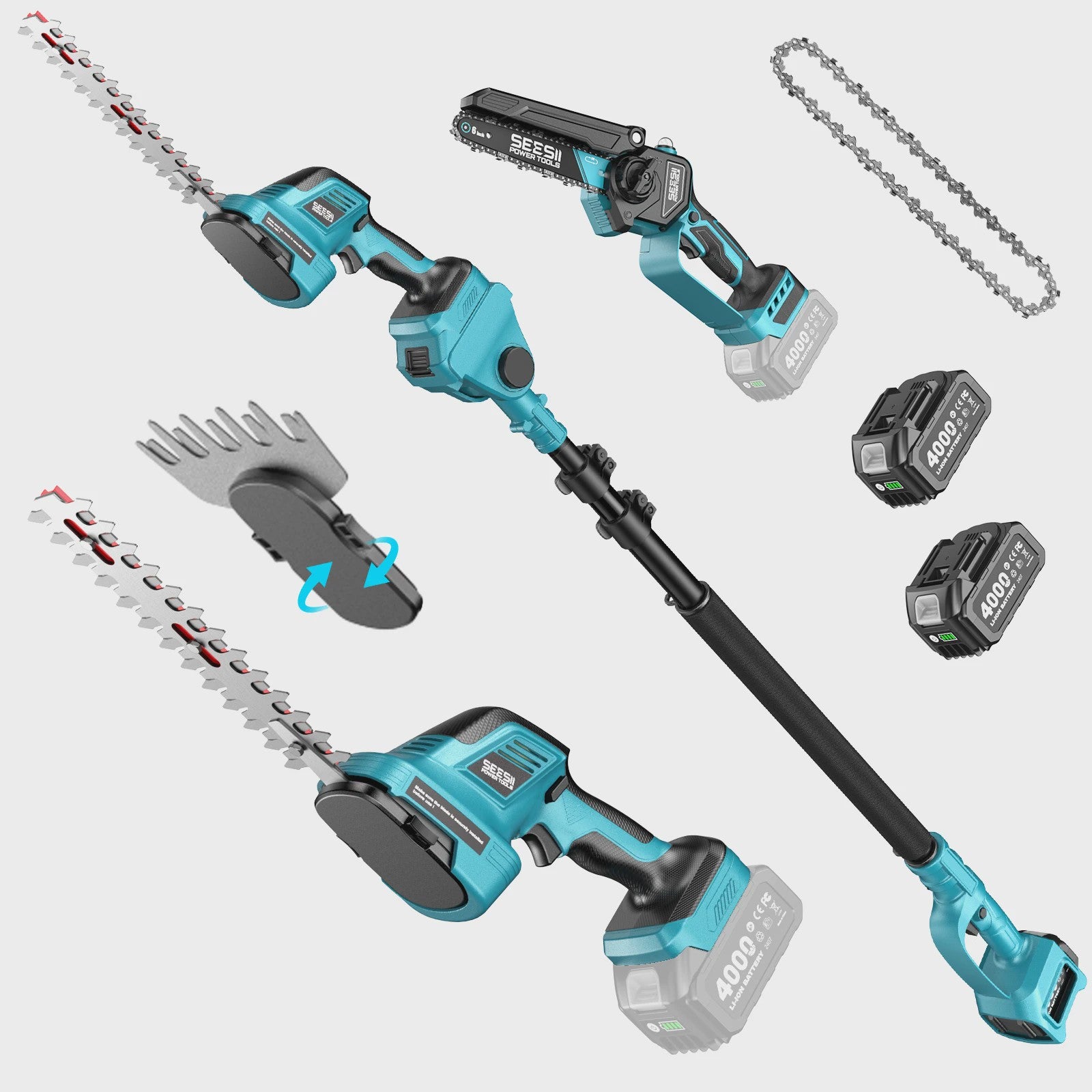 SEESII 6-in-1 Telescopische Snoeischaar & Heggenschaar - Brushless - Makita 18V Compatibel