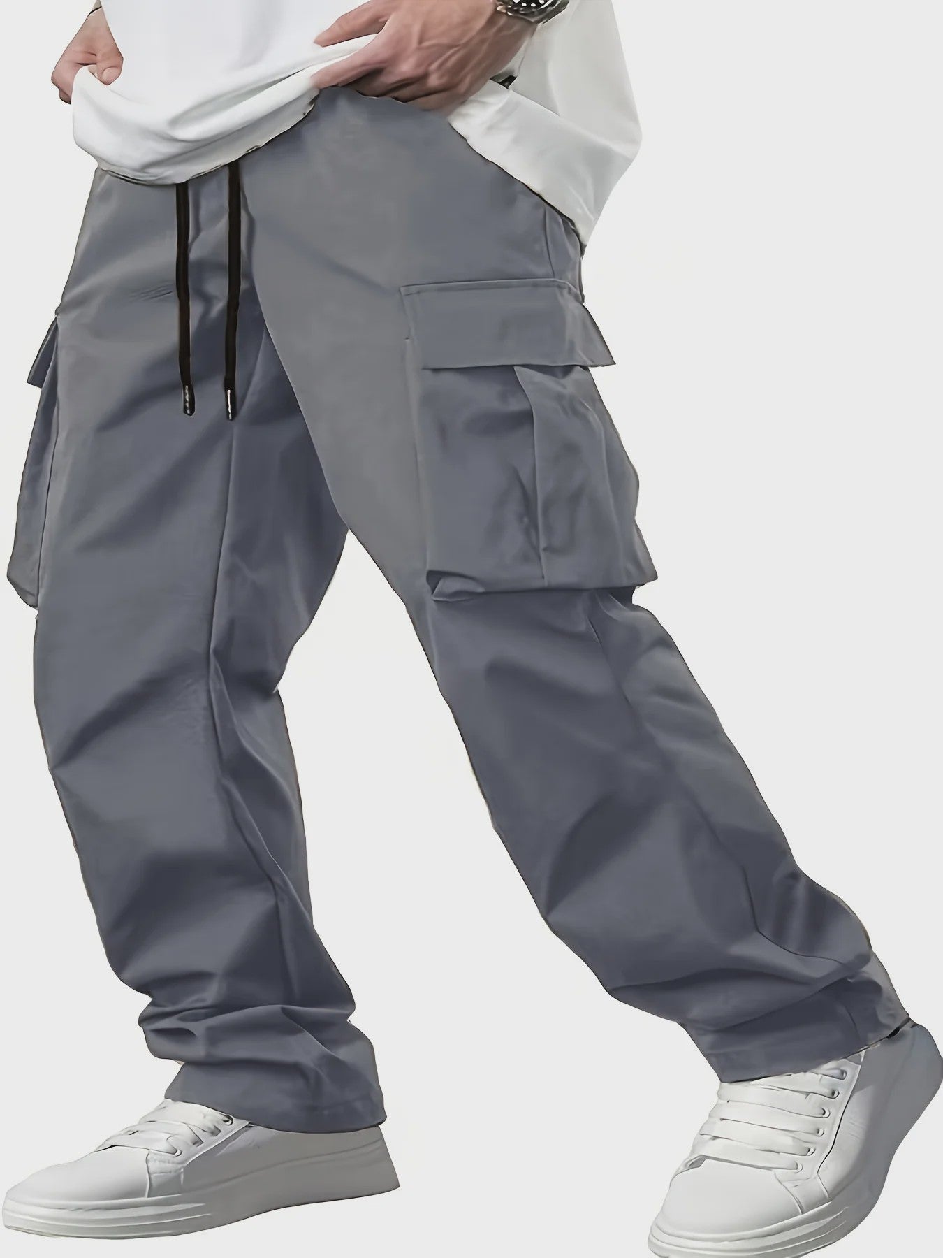 Herfst/Winter Heren Cargo Broek met Multi-Pocket en Tailleband