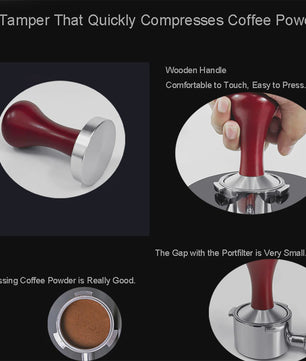 Professionele Espresso Tamper met Houten Handvat - 51mm, 53mm, 58mm - Barista Kwaliteit