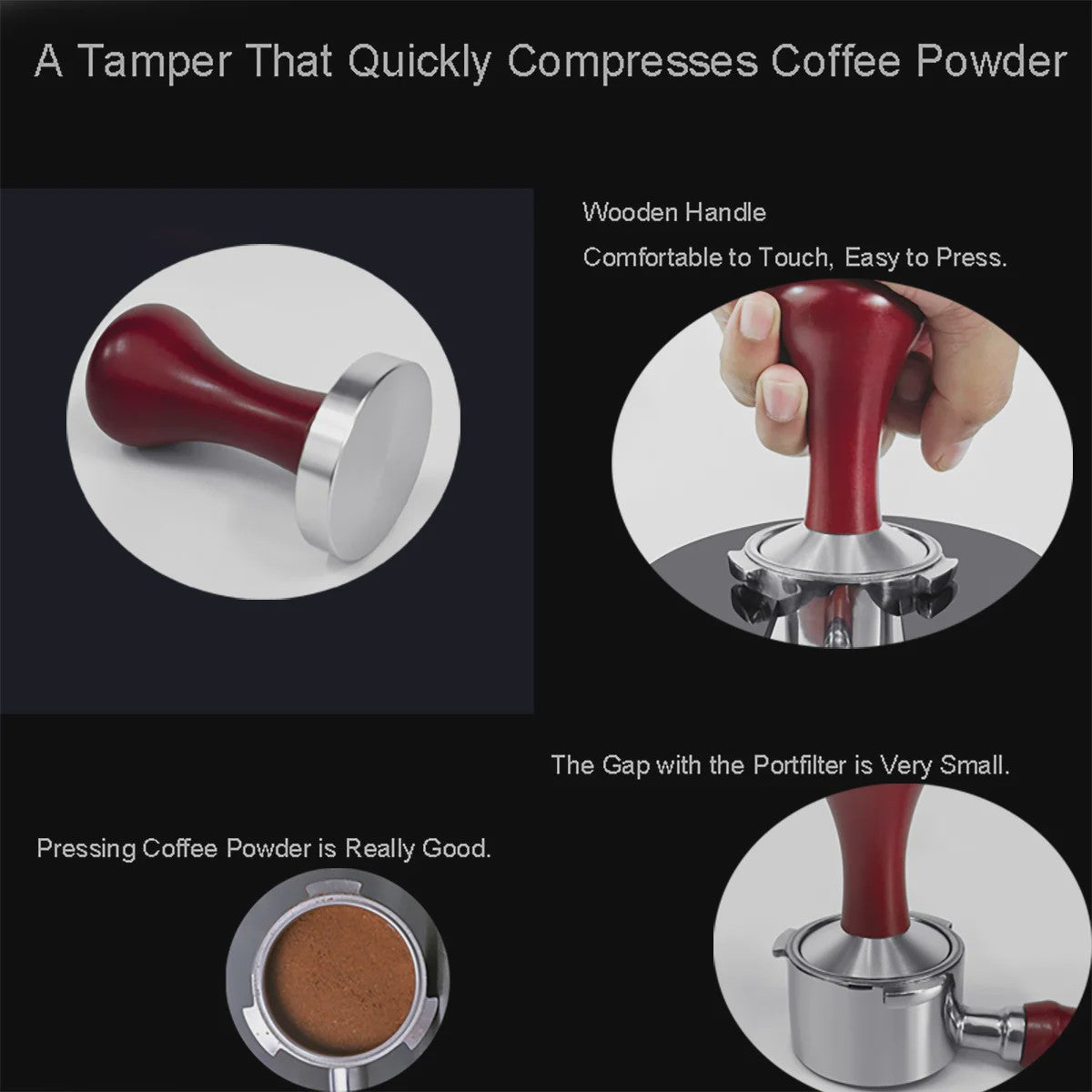 Professionele Espresso Tamper met Houten Handvat - 51mm, 53mm, 58mm - Barista Kwaliteit