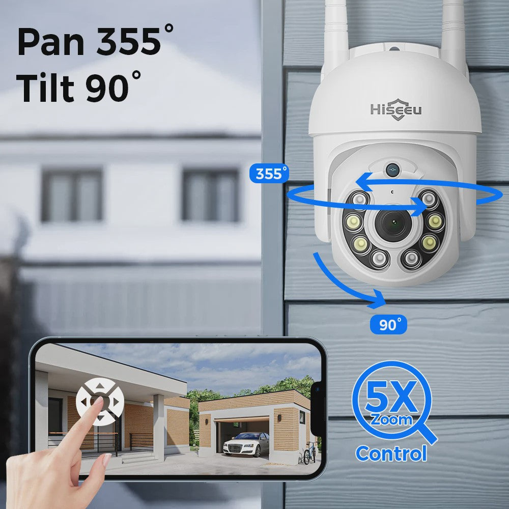 Hiseeu Draadloze Beveiligingscamera Kit met 10.1" Monitor - 3/5MP Outdoor IP Camera Systeem