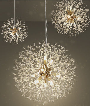 Moderne Kristallen Plafondlamp Ster Vuurbal Dandelion - Sfeervol LED Licht voor Woonkamer & Restaurant