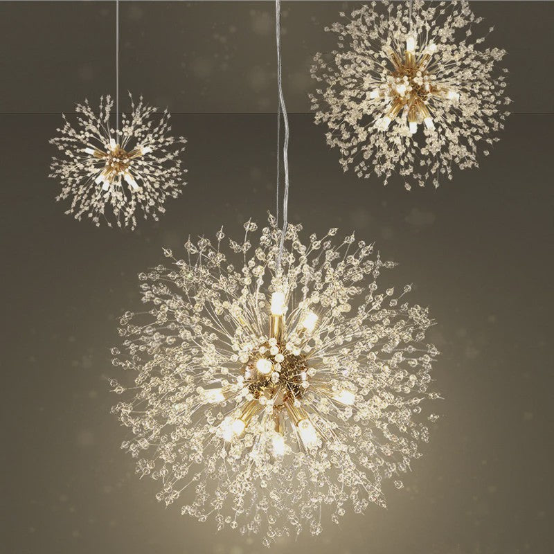 Moderne Kristallen Plafondlamp Ster Vuurbal Dandelion - Sfeervol LED Licht voor Woonkamer & Restaurant