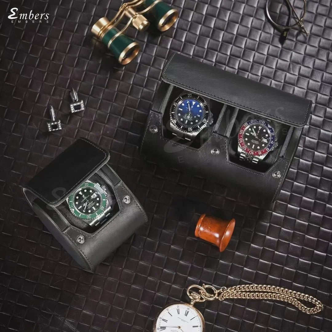 Luxe Leren Horlogeroller - Opbergdoos & Reistas voor 1, 2 of 3 Horloges