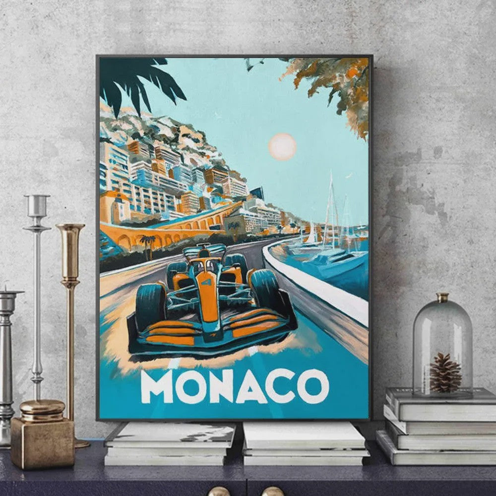 Retro F1 Formule 1 Raceauto Posters - Neon City Canvas Muurkunst