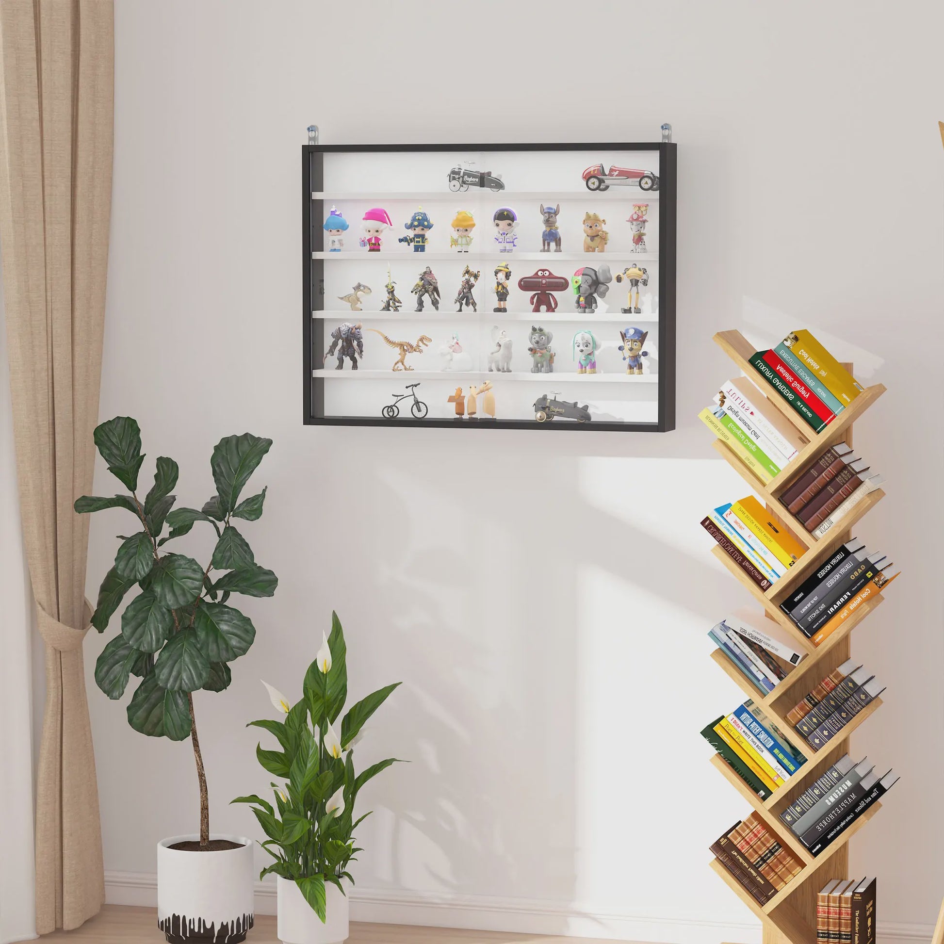 Homcom Wall Display Case for Collections with Adjustable Shelves and Glass Doors
