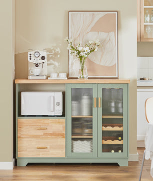 Buffetkast met Glazen Deuren en Lades - Stijlvolle Keuken-, Hal- of Sideboardkast