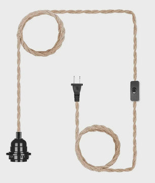 Industriële Hanglamp met Hennep Touw Kabel - E27 Fitting & Schakelaar