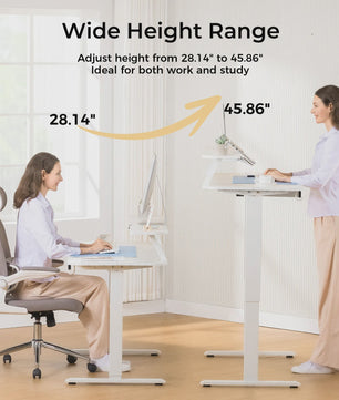 Elektrisch Verstelbaar Bureau met Lade en Monitor/Tablet Stand - Wit