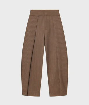 Dames Wide Leg Pantalon met Hoge Taille en Retro Plissé - Casual & Werk
