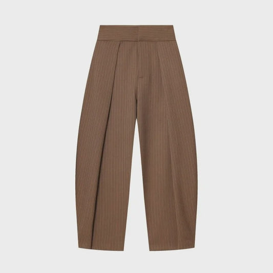 Dames Wide Leg Pantalon met Hoge Taille en Retro Plissé - Casual & Werk