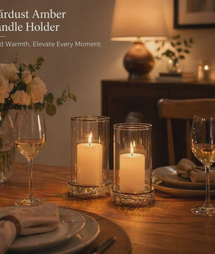 Luxe Glazen Kaarsenhouder met Glitter Bodem - Goud/Zilver - Perfect voor Bruiloft & Decoratie