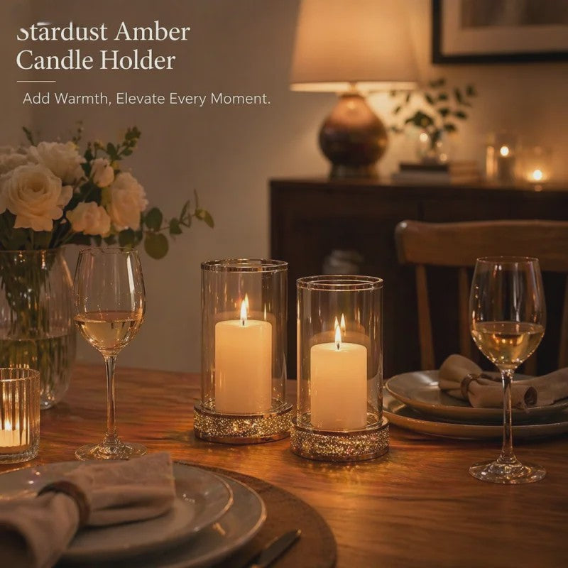 Luxe Glazen Kaarsenhouder met Glitter Bodem - Goud/Zilver - Perfect voor Bruiloft & Decoratie
