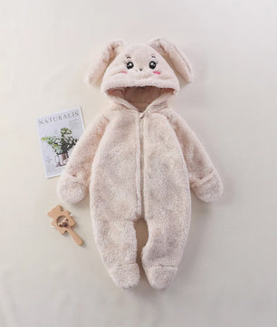 Zachte Baby Romper Jumpsuit met Dierenprint - Warm & Knus voor Herfst/Winter