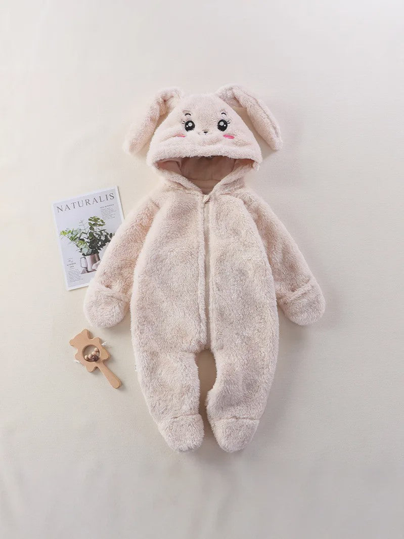 Zachte Baby Romper Jumpsuit met Dierenprint - Warm & Knus voor Herfst/Winter