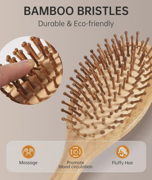 Natuurlijke Bamboe Haarborstel met Luchtkussen - Anti-statisch, Ontklittend & Scalp Massage