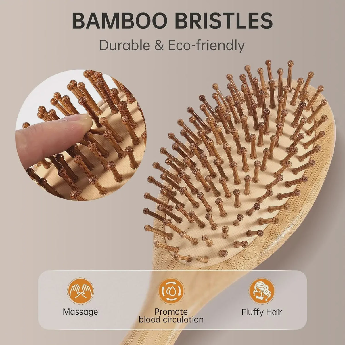 Natuurlijke Bamboe Haarborstel met Luchtkussen - Anti-statisch, Ontklittend & Scalp Massage