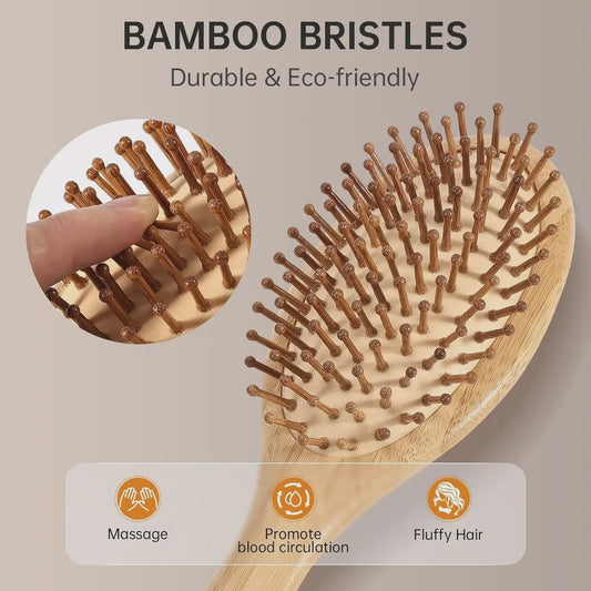 Natuurlijke Bamboe Haarborstel met Luchtkussen - Anti-statisch, Ontklittend & Scalp Massage