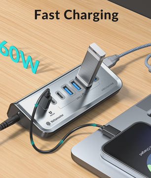 Yottamaster USB 3.2 Hub 10Gbps Type-C Docking Station met 5x USB 3.0 Poorten