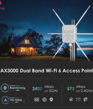 Krachtige WiFi 6 Outdoor Access Point | Dual Band 2.4G/5G | Mesh Extender | PoE | IP67 Weerbestendig