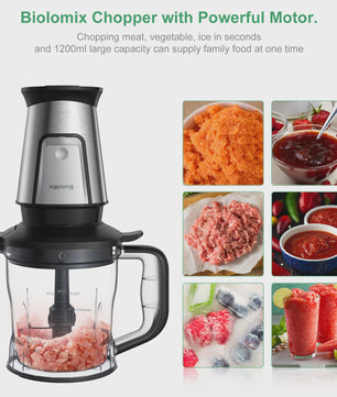 BioloMix 700W Compacte Keuken Blender: 3-in-1 Juicer, Food Processor & Grinder