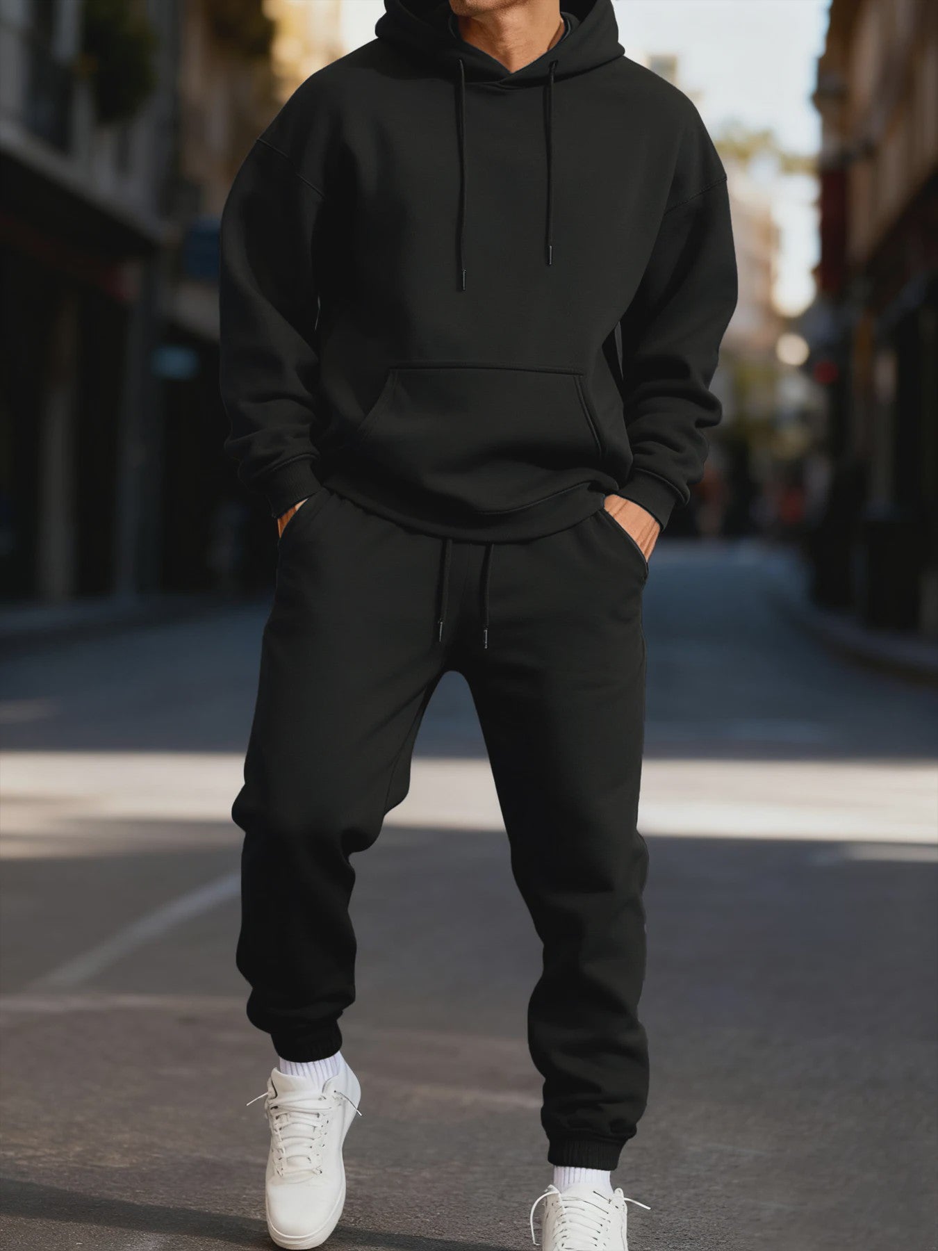 Unisex Fleece Hoodie Set - Casual Sportkleding voor Heren & Dames