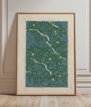 Japanse Kraanvogel Poster - Vintage Ukiyo-e Muurkunst met Rode Zon en Pijnboom