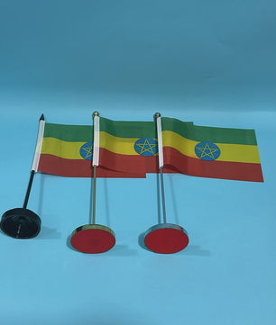 Bureauvlag Ethiopië 14x21cm Polyester - Officiële Nationale Vlag voor Tafel en Bureau